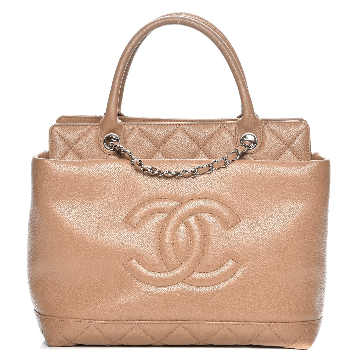 Chanel Caviar Medium Soft CC Top Handle Tote Dark Beige 1 of 8