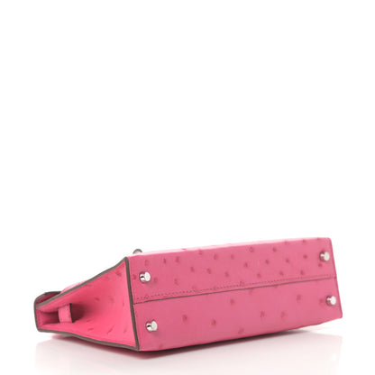 Hermes Ostrich Kelly Sellier Mini 20 Rose Tyrien 5 of 33