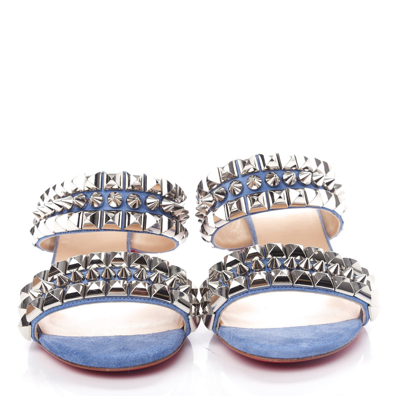 Christian Louboutin Suede Studded Tina Goes Mad 55 Slide Sandals 37.5 Version Jeans 5 of 10