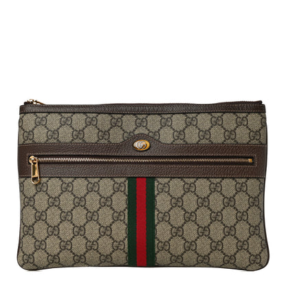 Gucci GG Supreme Monogram Large Ophidia Pouch Clutch Brown 1 of 10