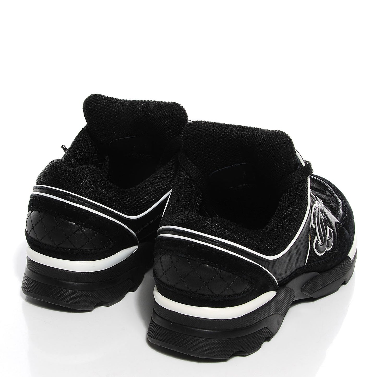 Suede Calfskin CC Sneakers Black White 36.5