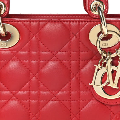 Christian Dior Lambskin Cannage Mini Lady Dior Red 8 of 11