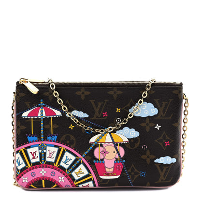 Louis Vuitton Monogram 2020 Christmas Animation Big Wheel Double Zip Pochette Rose Ballerine 1 of 9