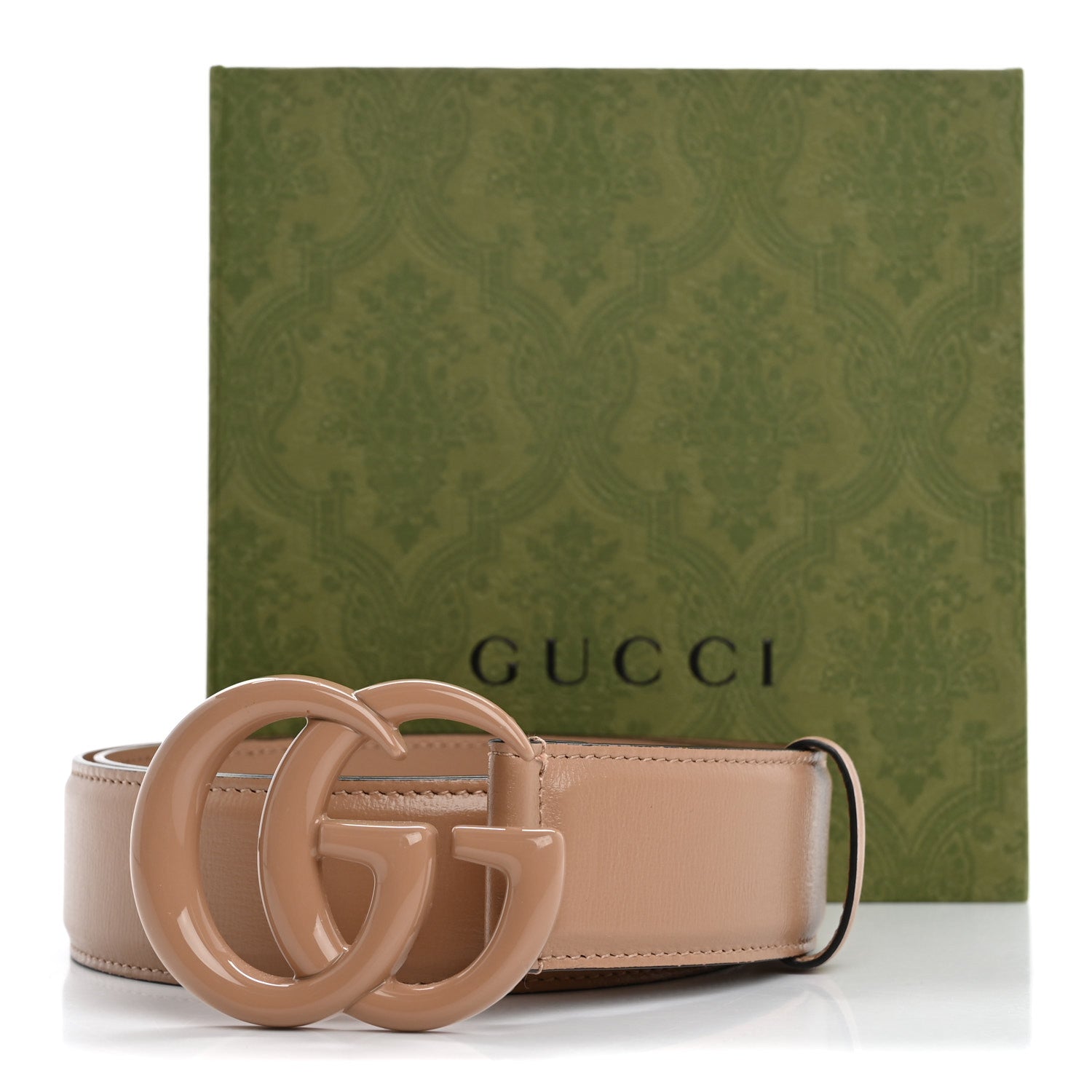 Gucci Azalea Calfskin Enamel Monochrome Double G 40mm Belt 100 40 Camelia 7 of 7