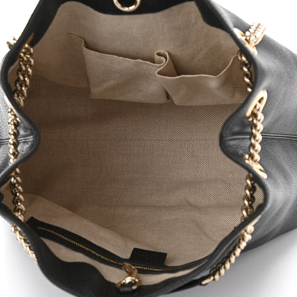 Gucci Pebbled Calfskin Medium Soho Chain Shoulder Bag Black 5 of 10