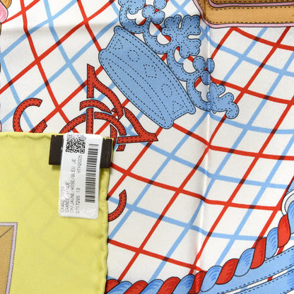 Hermes Silk Grande Tenue Scarf 90 Jaune Rose Bleu Jean 2 of 4