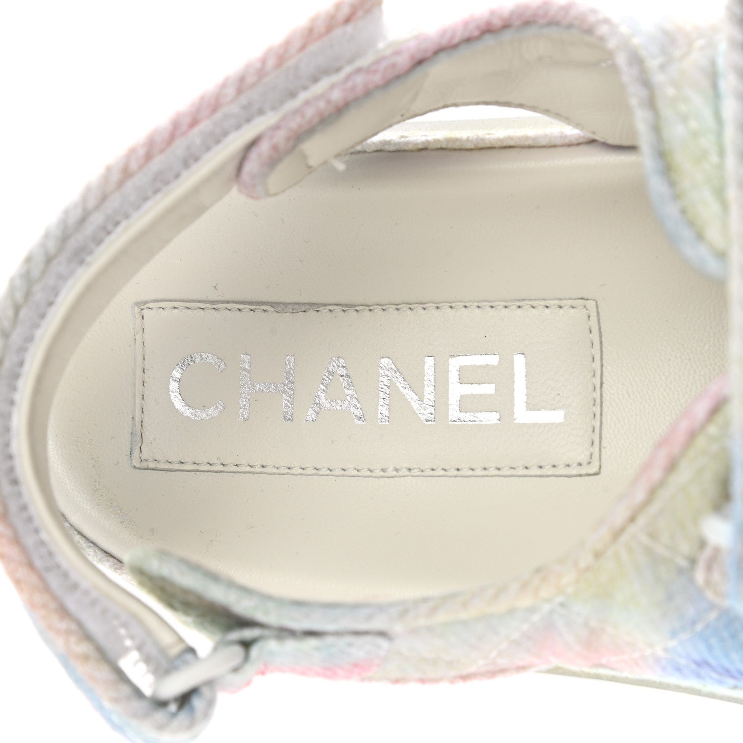 Chanel Printed Fabric Quilted Dad Sandals 38.5 Green Pink Blue 7 of 10
