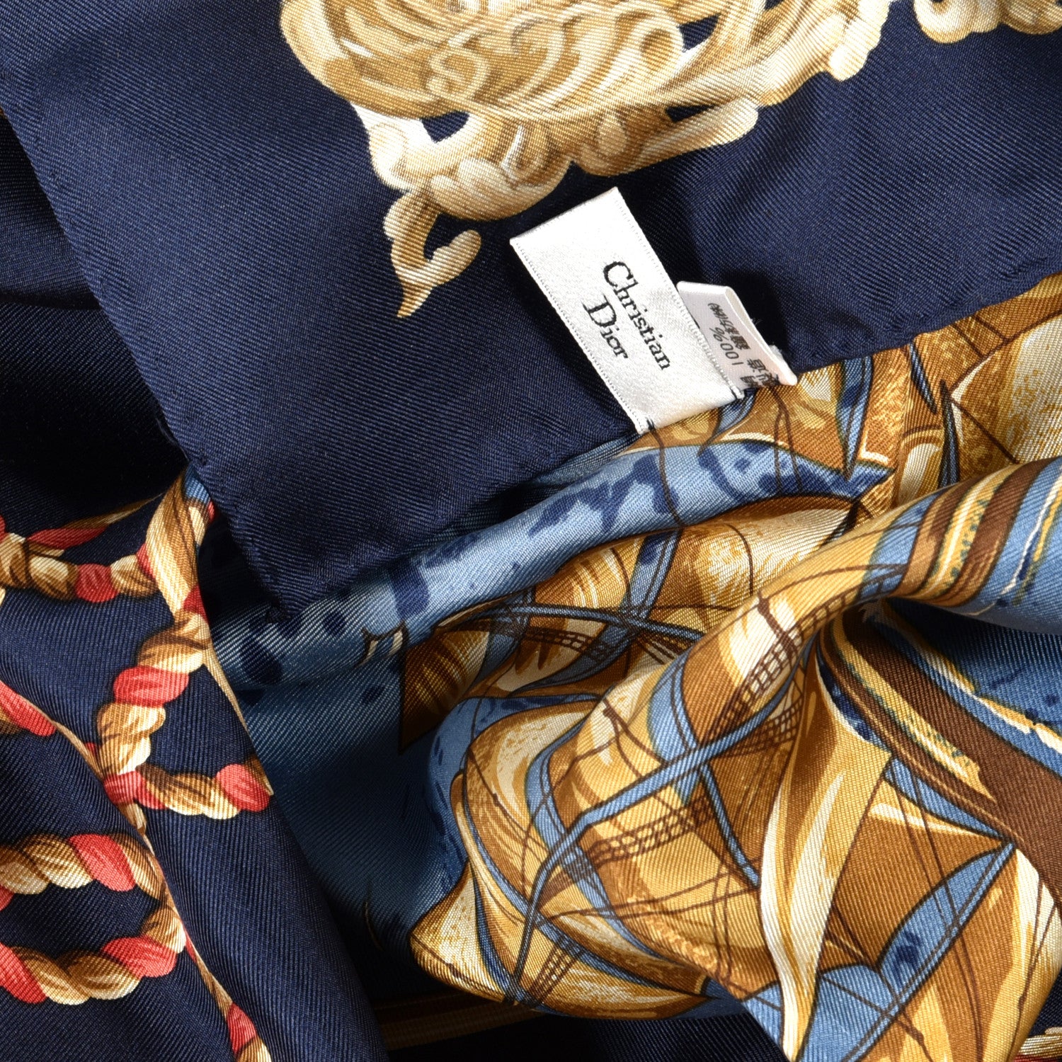 Christian Dior Silk Ship Square Scarf 3 of 3