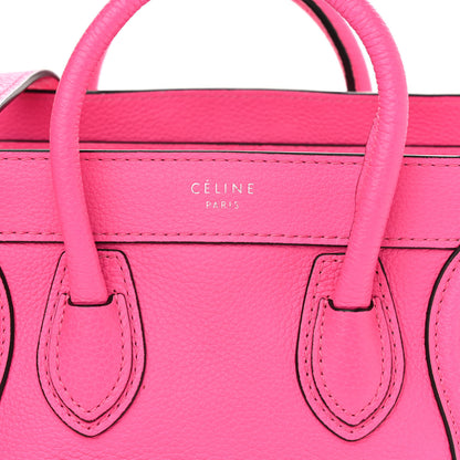Celine Drummed Calfskin Nano Luggage Fluo Pink 8 of 11