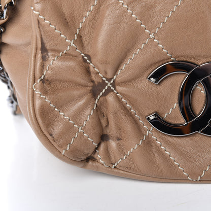 Chanel Lambskin Contrast Stitch Small Surpique Accordion Flap Beige 15 of 17