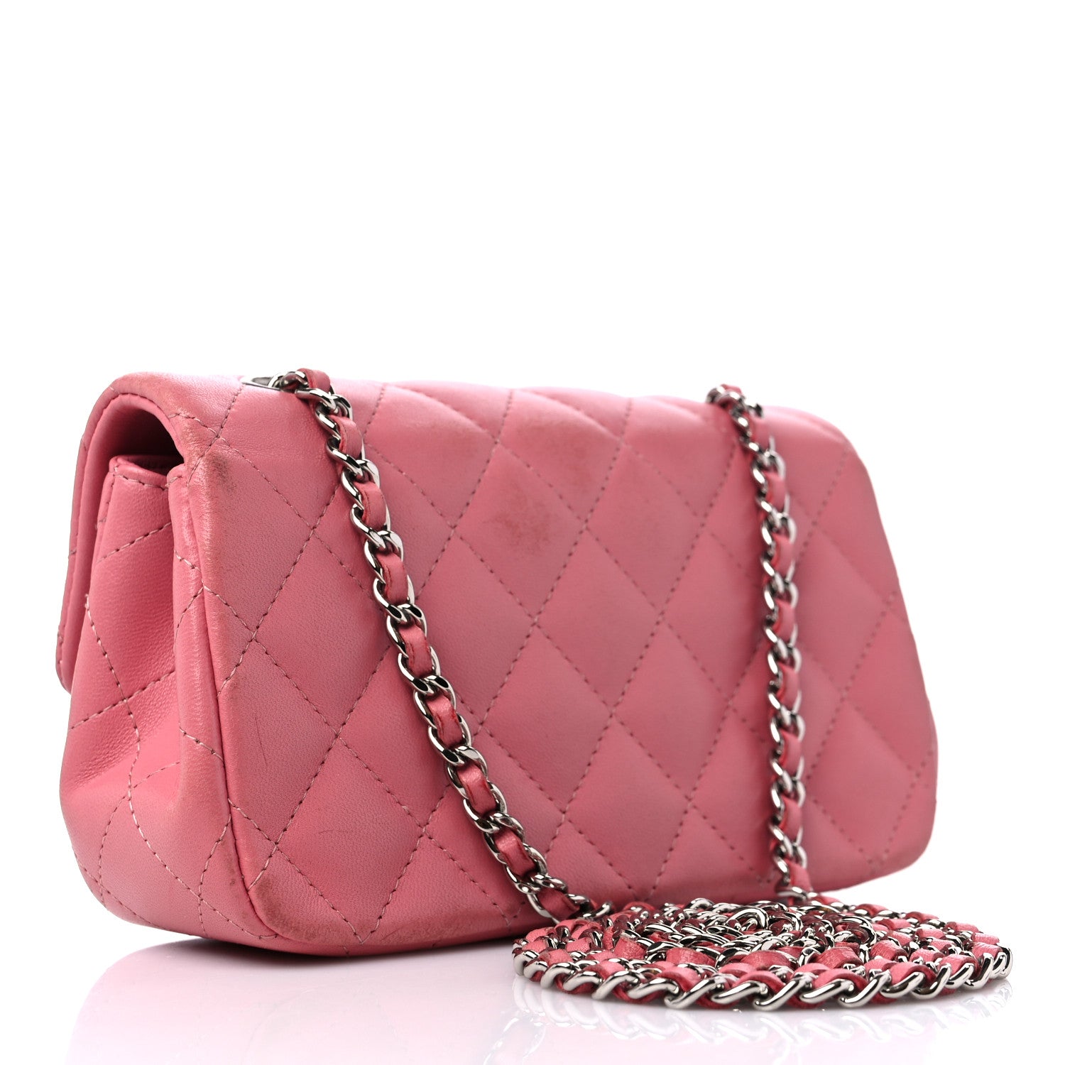 Chanel Lambskin Quilted Extra Mini Rectangular Flap Pink 3 of 14