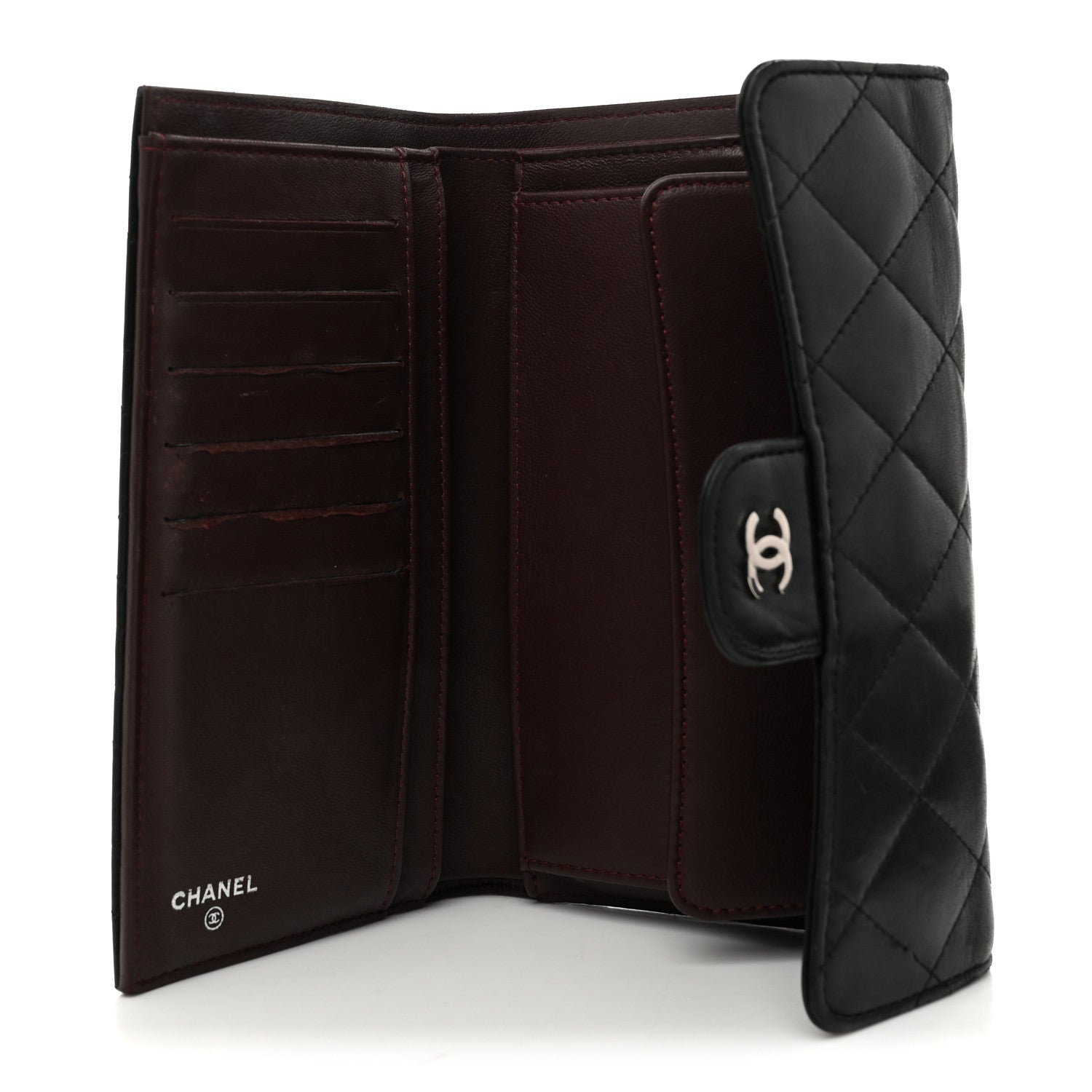 Chanel Lambskin Quilted Large Flap Wallet Black 5 of 10