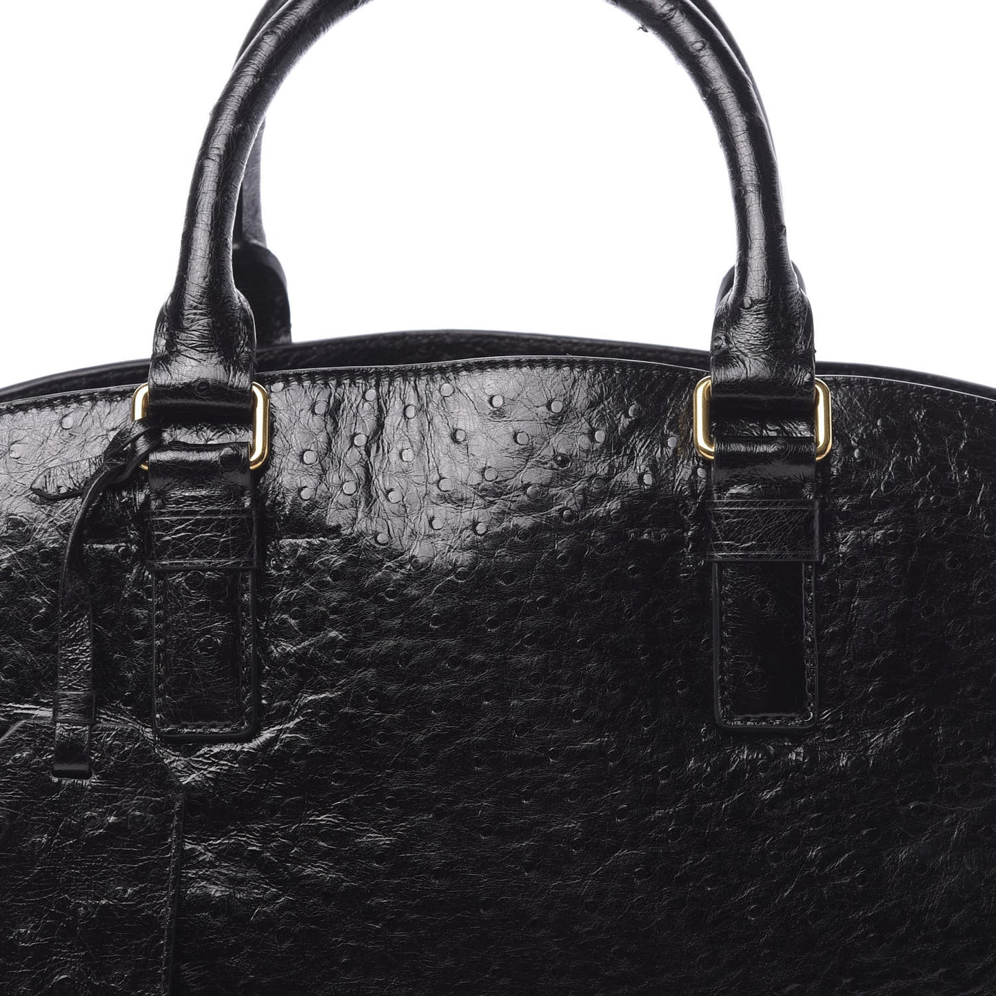 Ostrich Top Handle Satchel Black