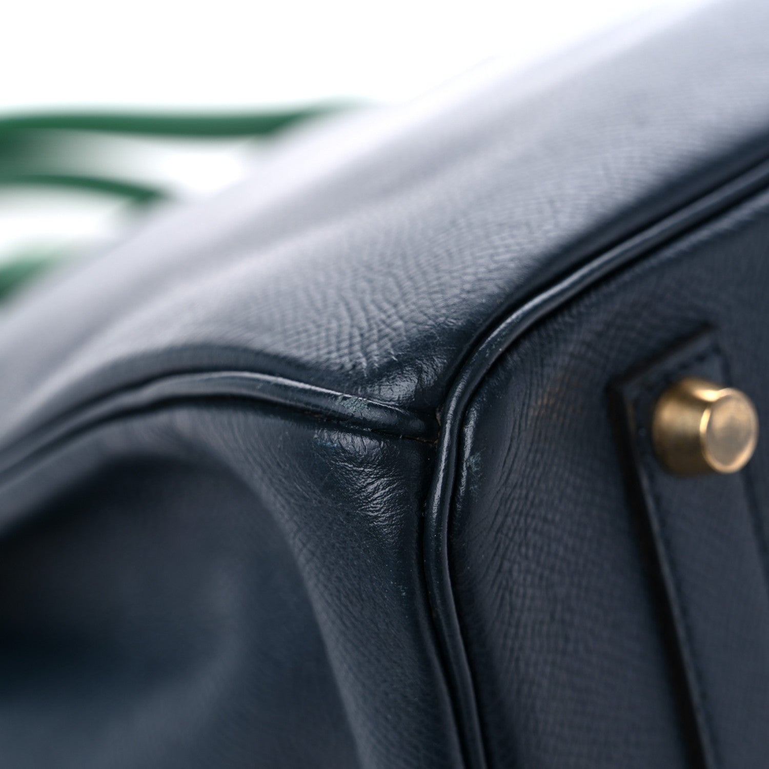 Hermes Courchevel Bi Color Birkin 35 Bleu Indigo Vert Clair 10 of 16