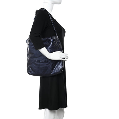 Chanel Metallic Calfskin Quilted Chanel 22 Navy Blue 2 of 10