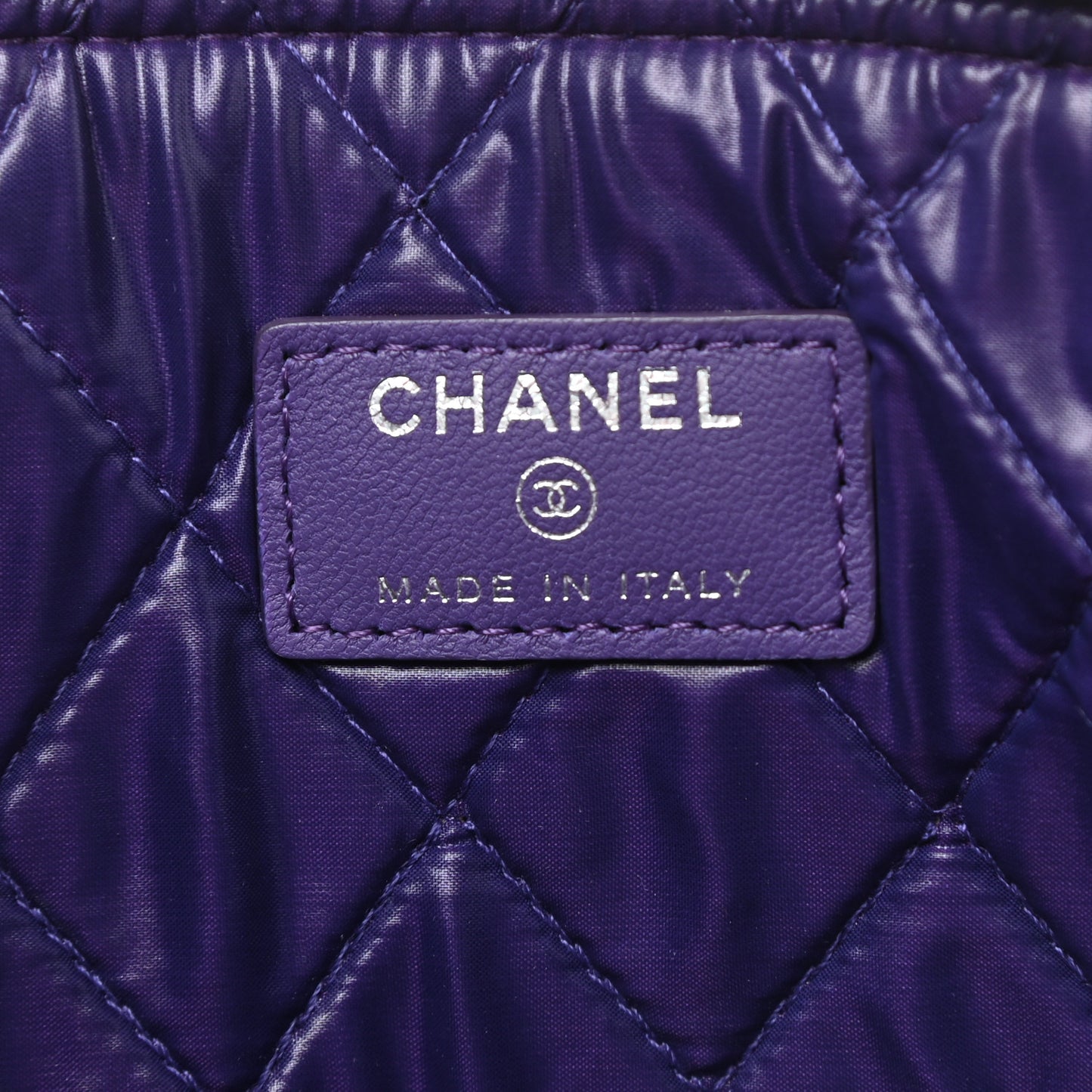 Lambskin Quilted Medium Cosmetic Case Purple