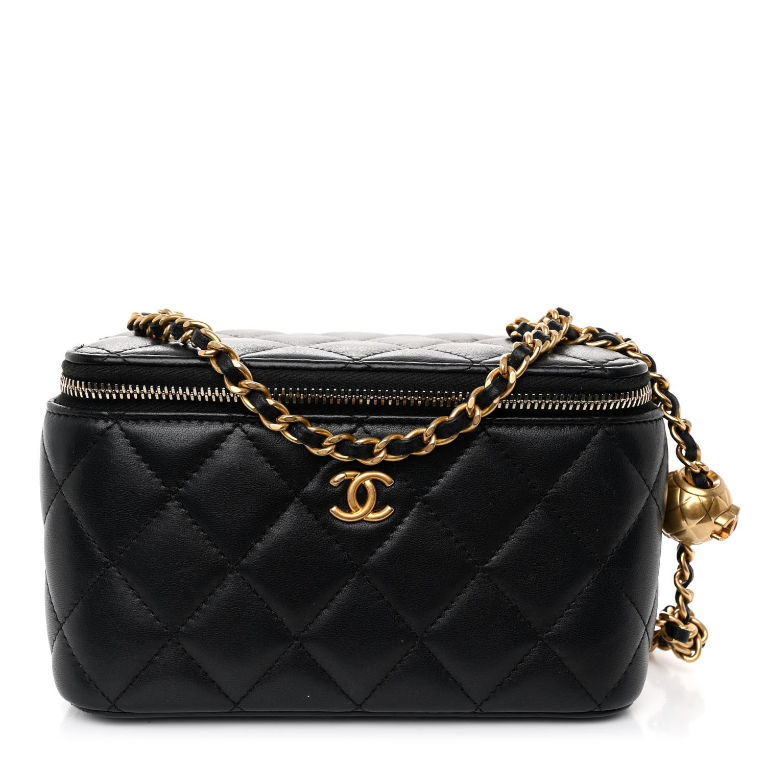 Chanel Lambskin Quilted Small Pearl Crush Vanity Case With Chain Black 1 of 10
