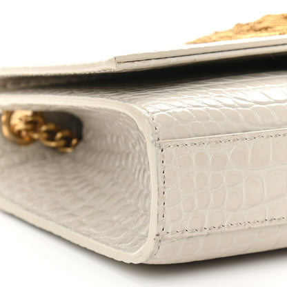 Saint Laurent Calfskin Crocodile Embossed Small Classic Monogram Kate Tassel Satchel Crema Soft 7 of 8