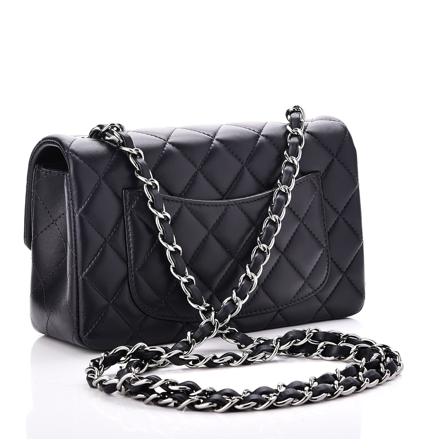 Lambskin Quilted Mini Rectangular Flap Dark Navy Blue