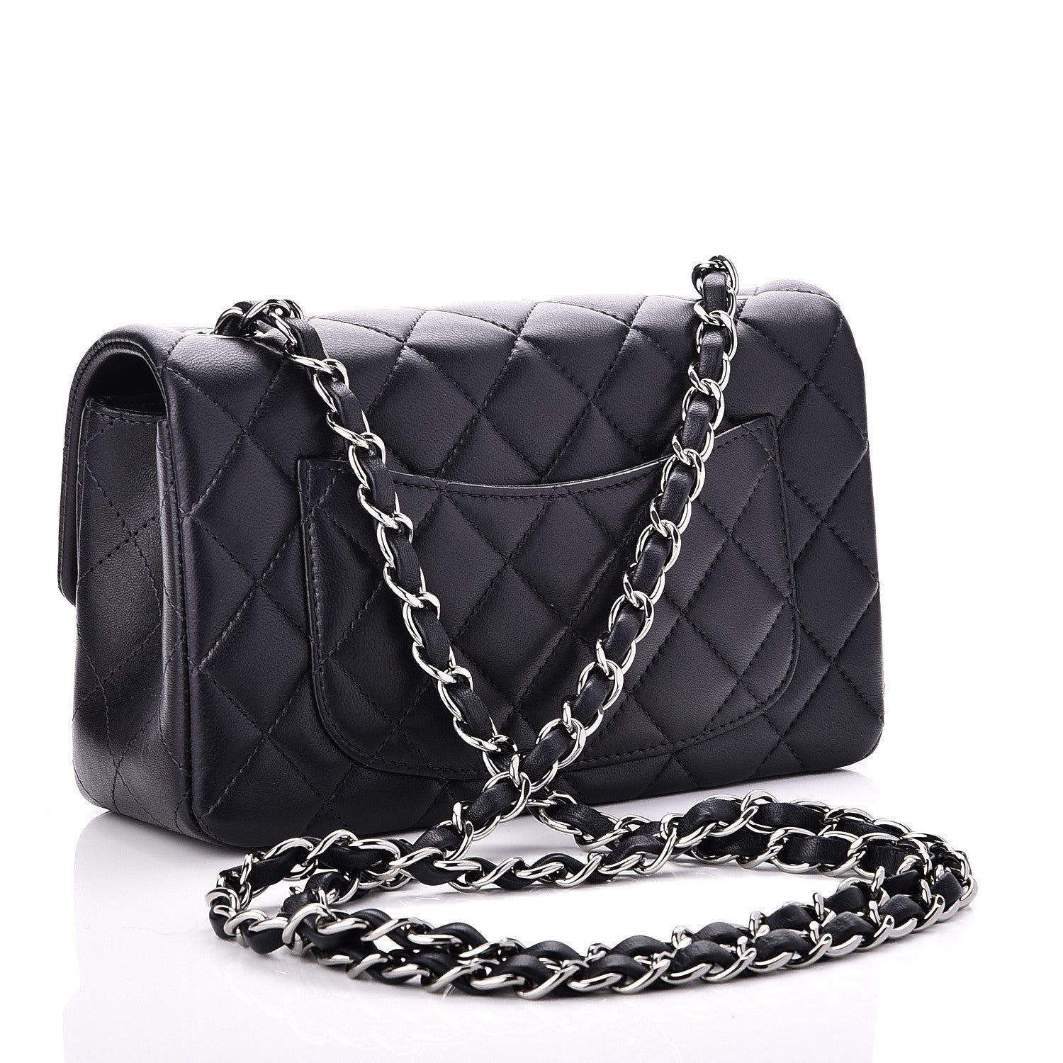 Chanel Lambskin Quilted Mini Rectangular Flap Dark Navy Blue 3 of 7