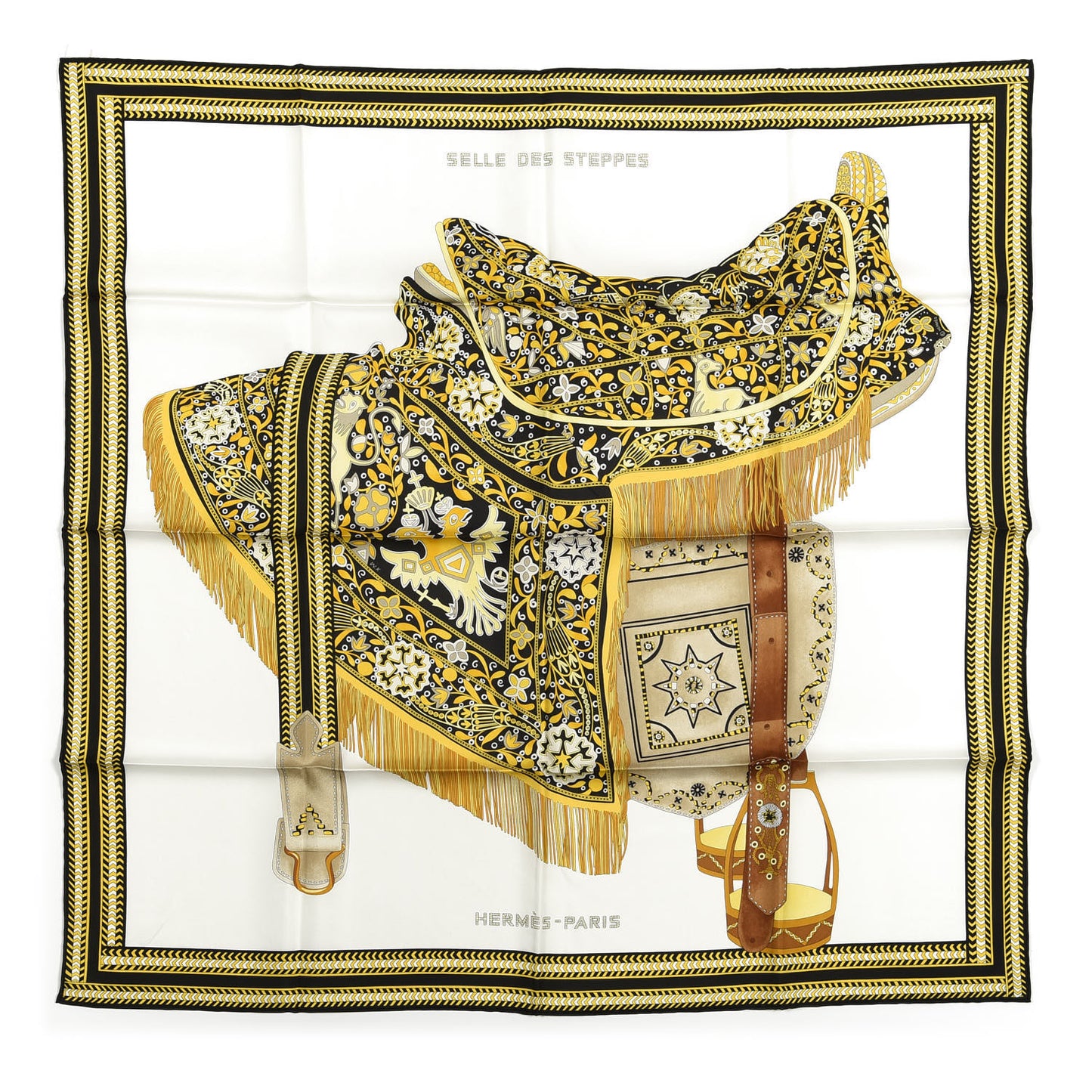 Silk Selle De Steppes Scarf 90 White Or Black