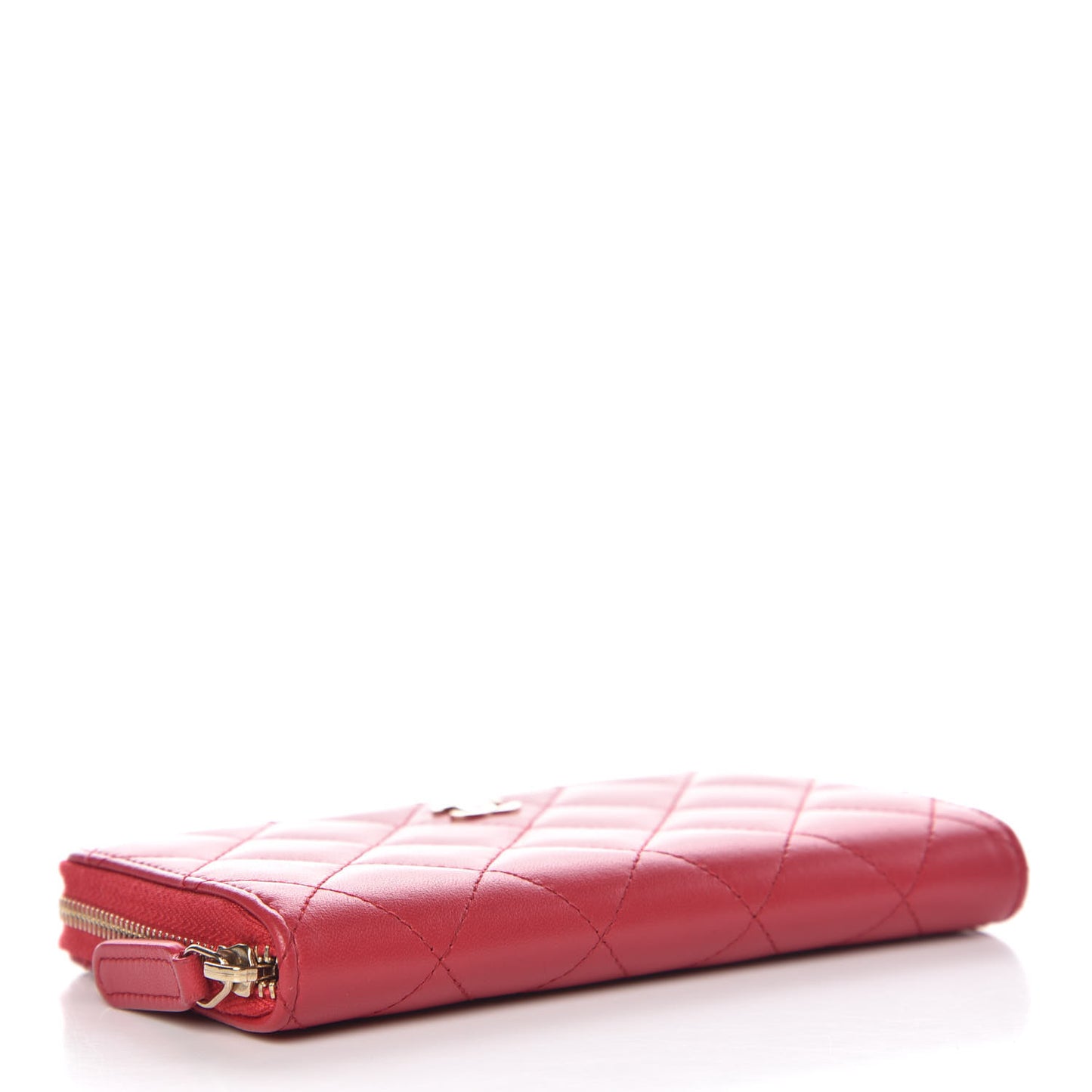 Lambskin Quilted Small Zip Around Wallet Dark Pink