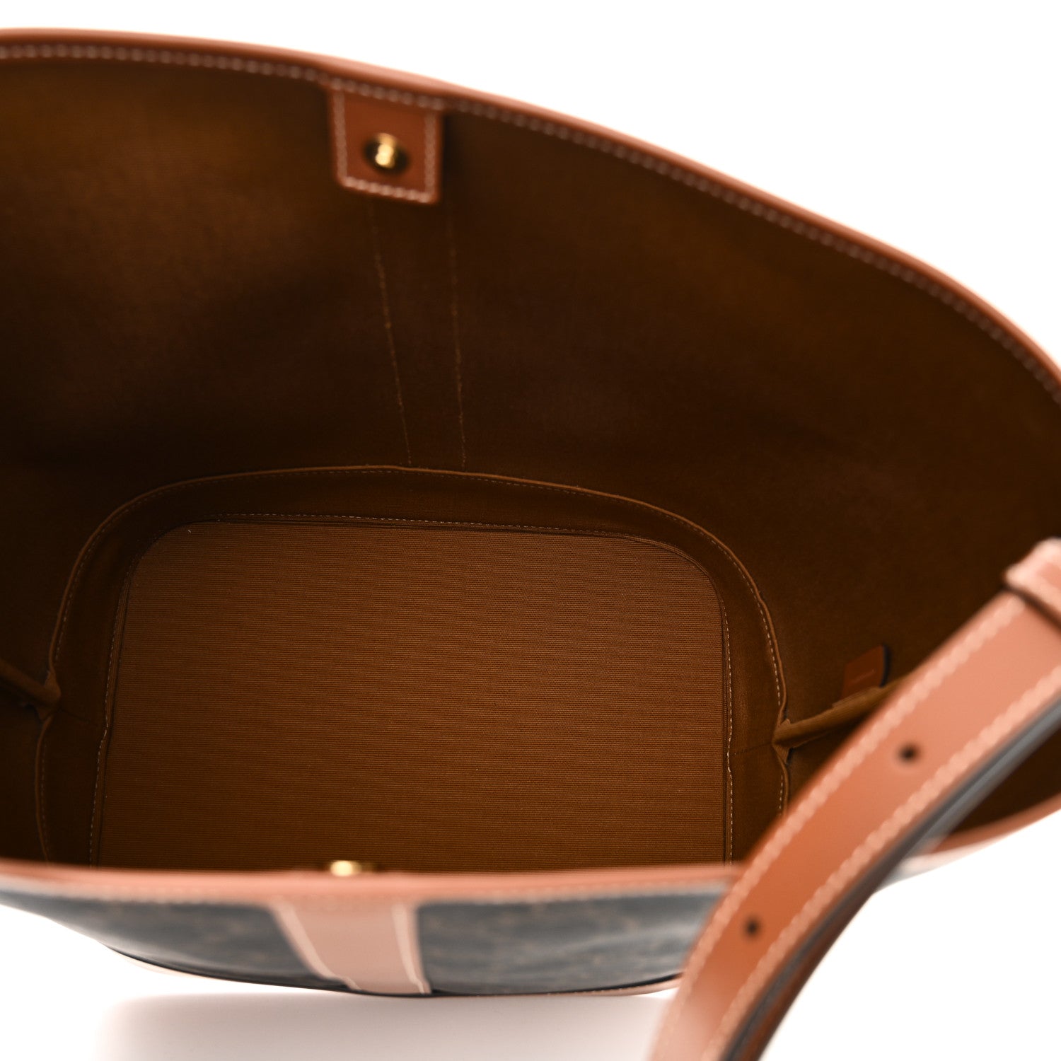 Celine Triomphe Canvas Calfskin Medium Bucket Bag Tan 5 of 11