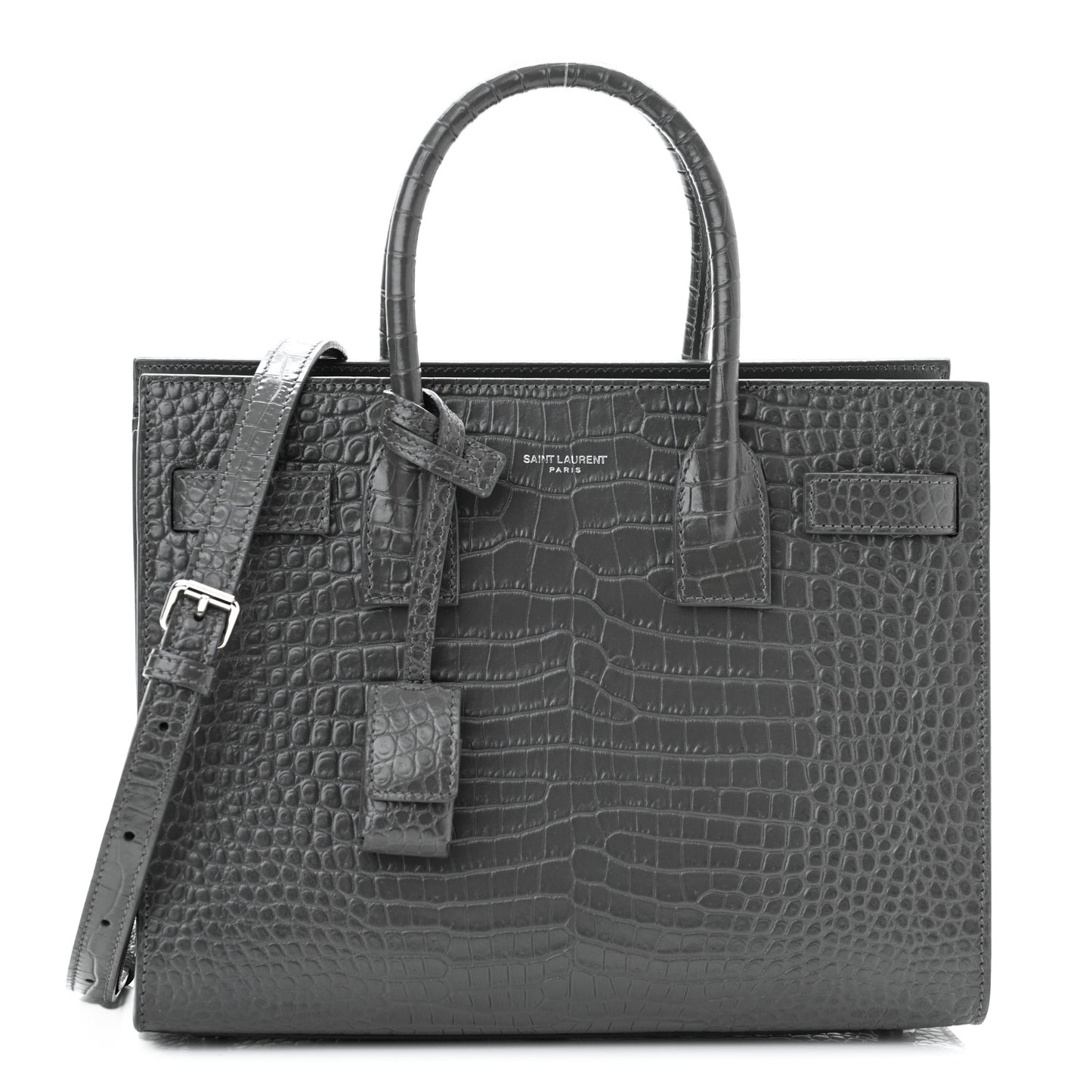 Calfskin Crocodile Embossed Baby Sac De Jour Earth