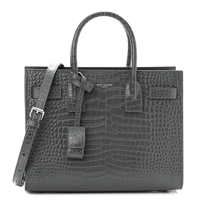 Saint Laurent Calfskin Crocodile Embossed Baby Sac De Jour Earth 1 of 11
