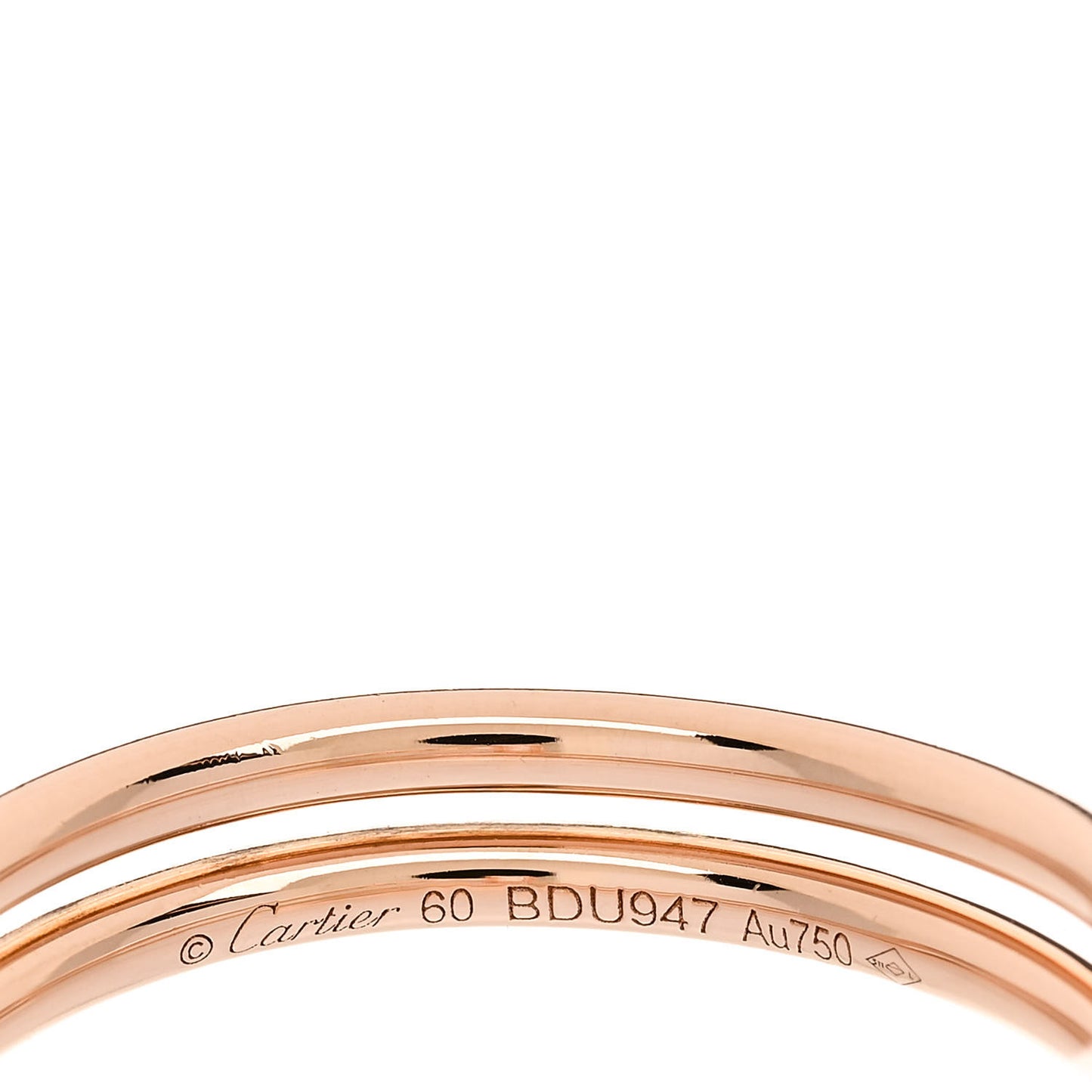 18K Pink Gold Diamond Double Juste Un Clou Paved Ring 60 9