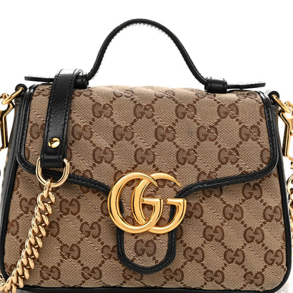 Gucci Monogram Azalea Calfskin Matelasse Diagonal Mini GG Marmont Top Handle Shoulder Bag Beige Ebony Black 8 of 10