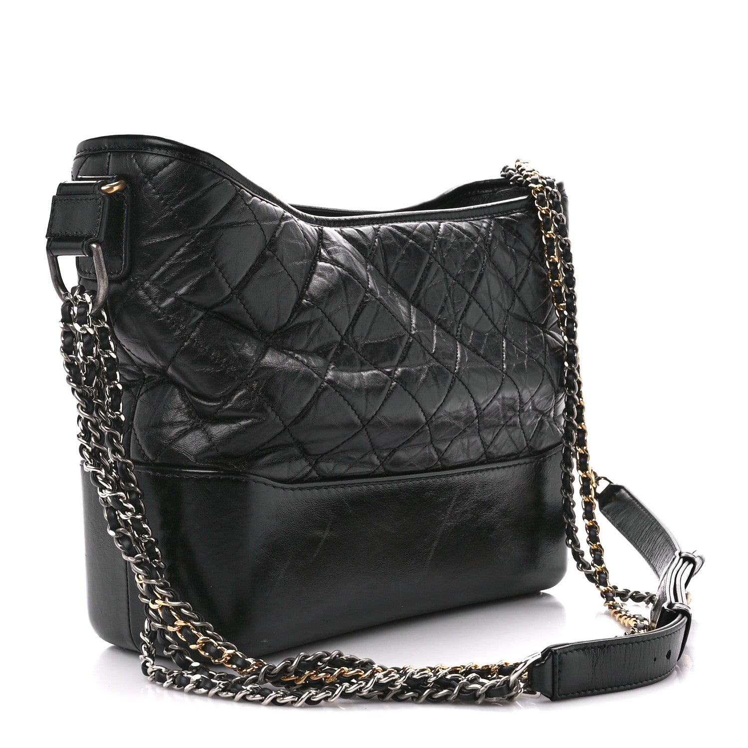 Chanel Aged Calfskin Quilted Medium Gabrielle Hobo Black 3 of 12