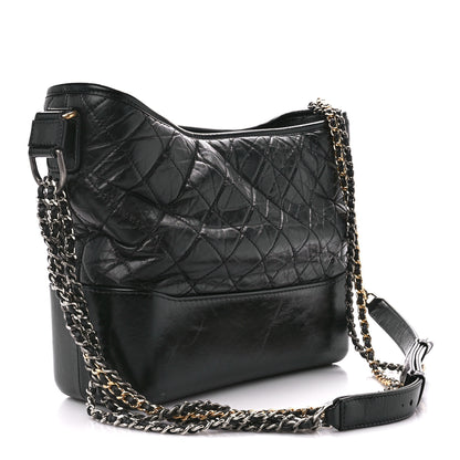Chanel Aged Calfskin Quilted Medium Gabrielle Hobo Black 3 of 12