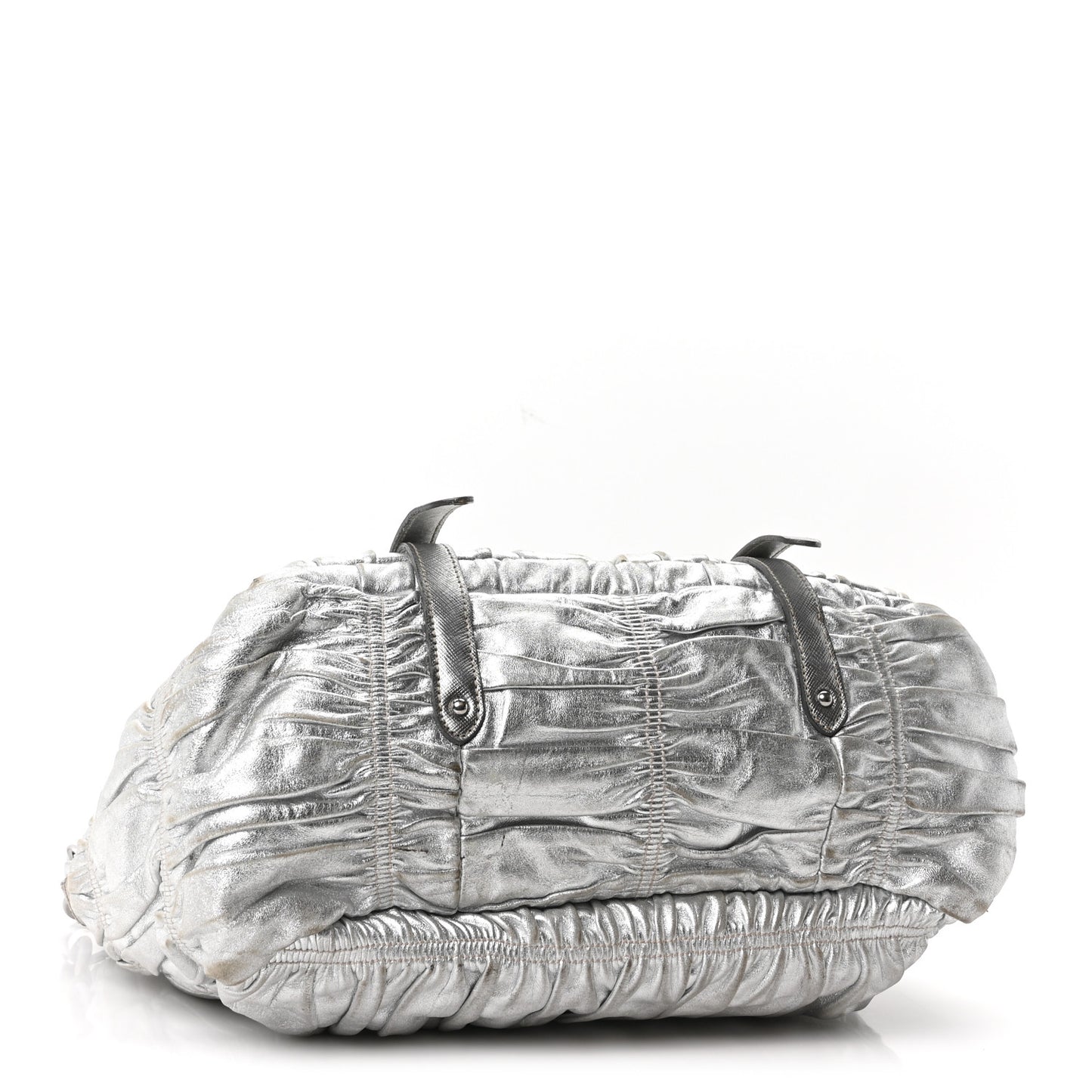Metallic Nappa Gaufre Messenger Tote Argento