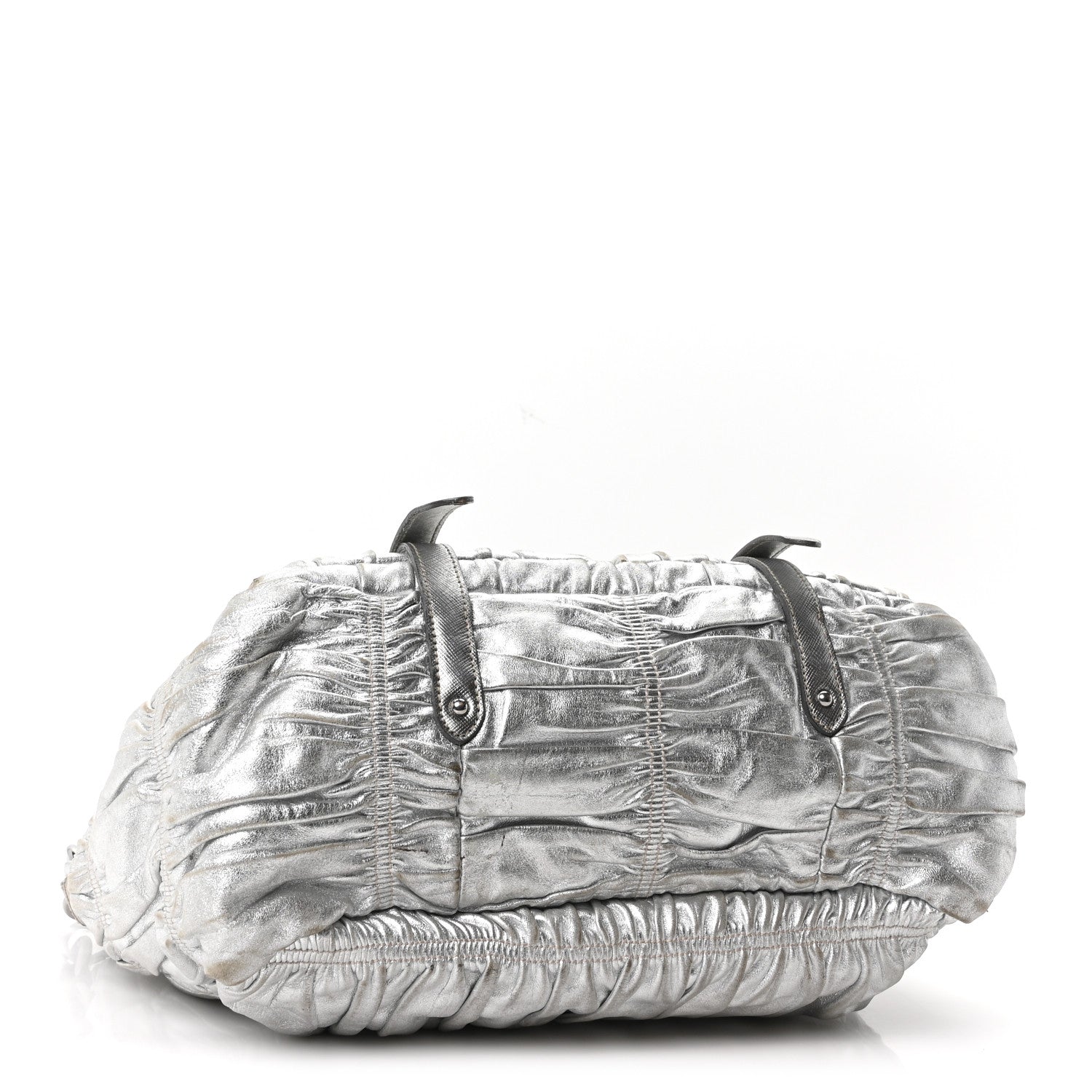 Prada Metallic Nappa Gaufre Messenger Tote Argento 4 of 9