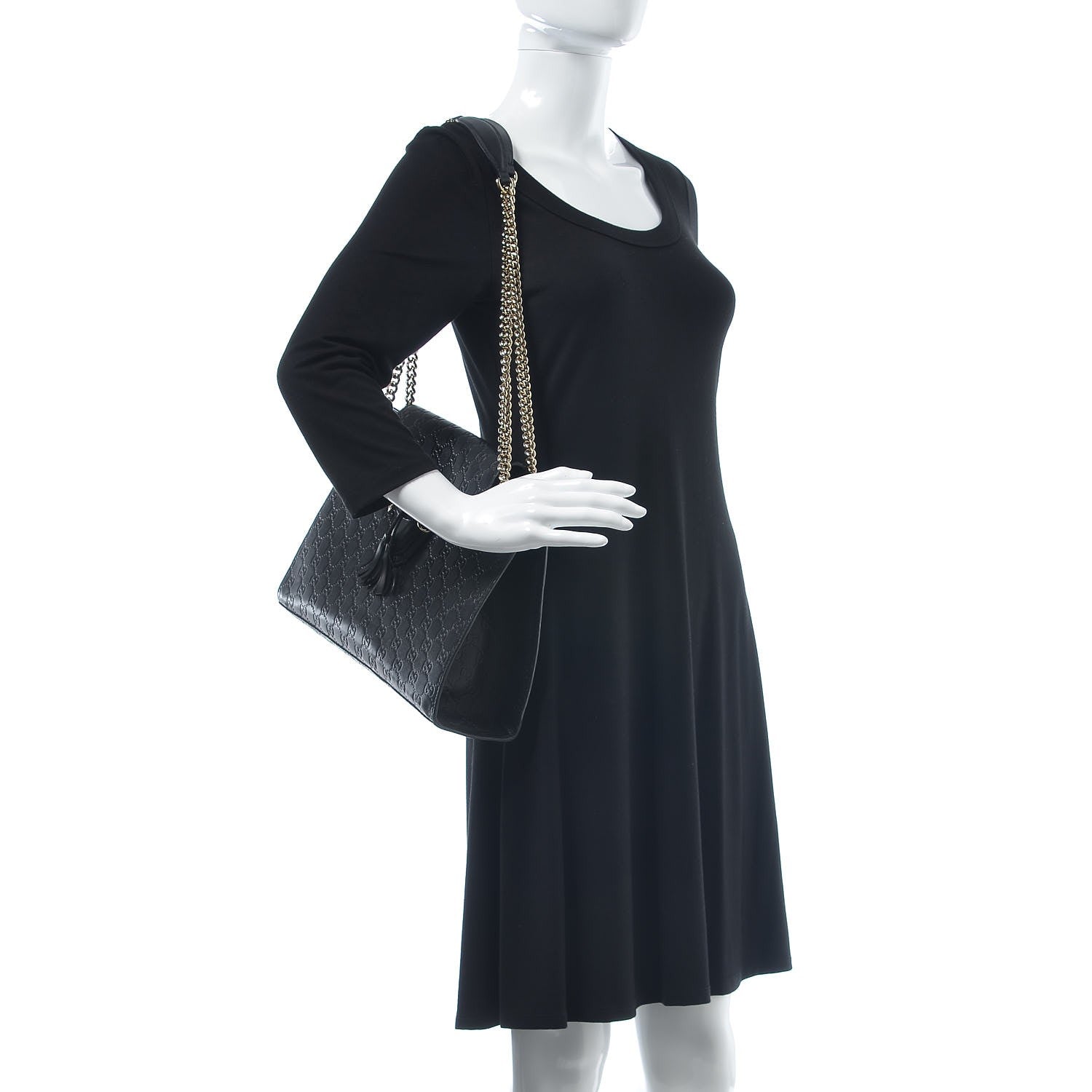 Gucci Guccissima Large Emily Chain Shoulder Bag Black 2 of 10
