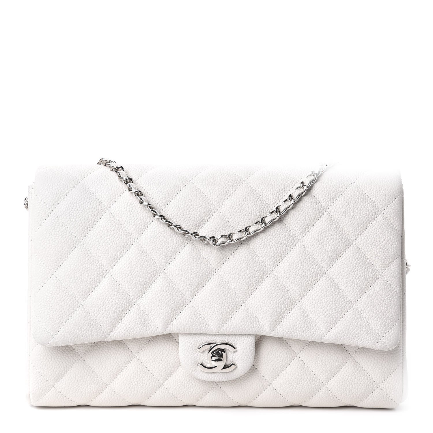 Chanel Caviar Quilted Clutch With Chain Flap White 1 of 11