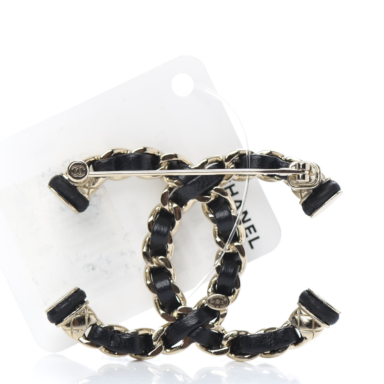 Chanel Lambskin Chain CC Brooch Black Gold 2 of 5