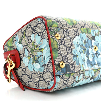 Gucci GG Supreme Monogram Blooms Small Boston Beige Blue Navy Hibiscus Red 9 of 10