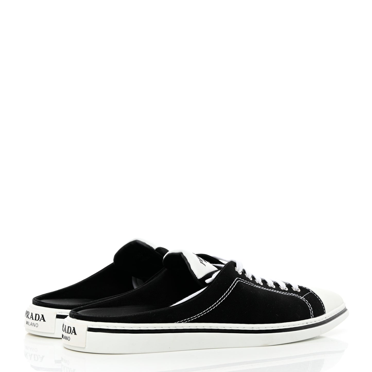 Nylon Gabardine Point-Toe Sneaker Mules 40 Black