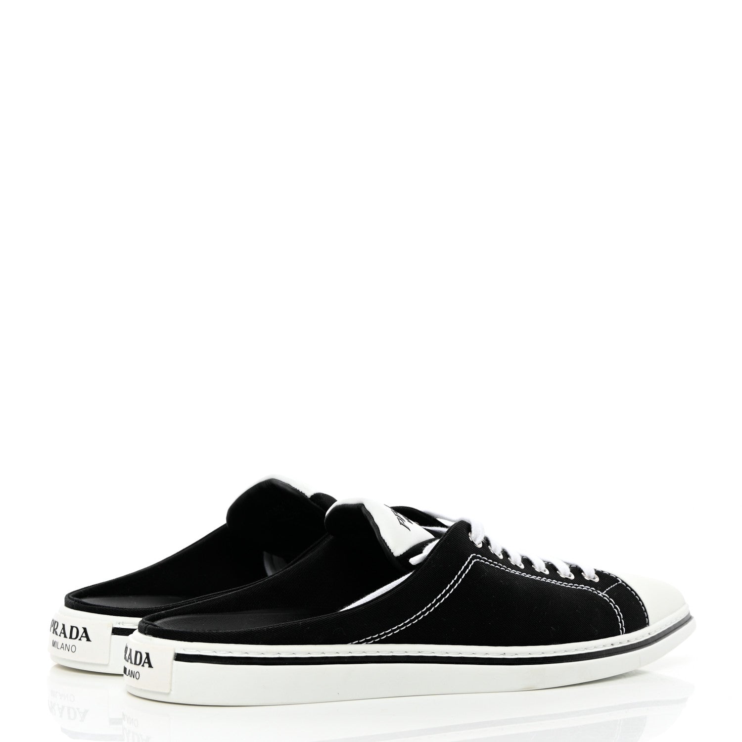 Prada Nylon Gabardine Point-Toe Sneaker Mules 40 Black 7 of 18