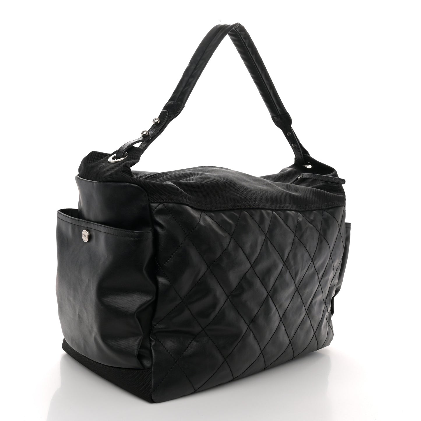Coated Canvas Stitched XL Paris Biarritz Tote Black