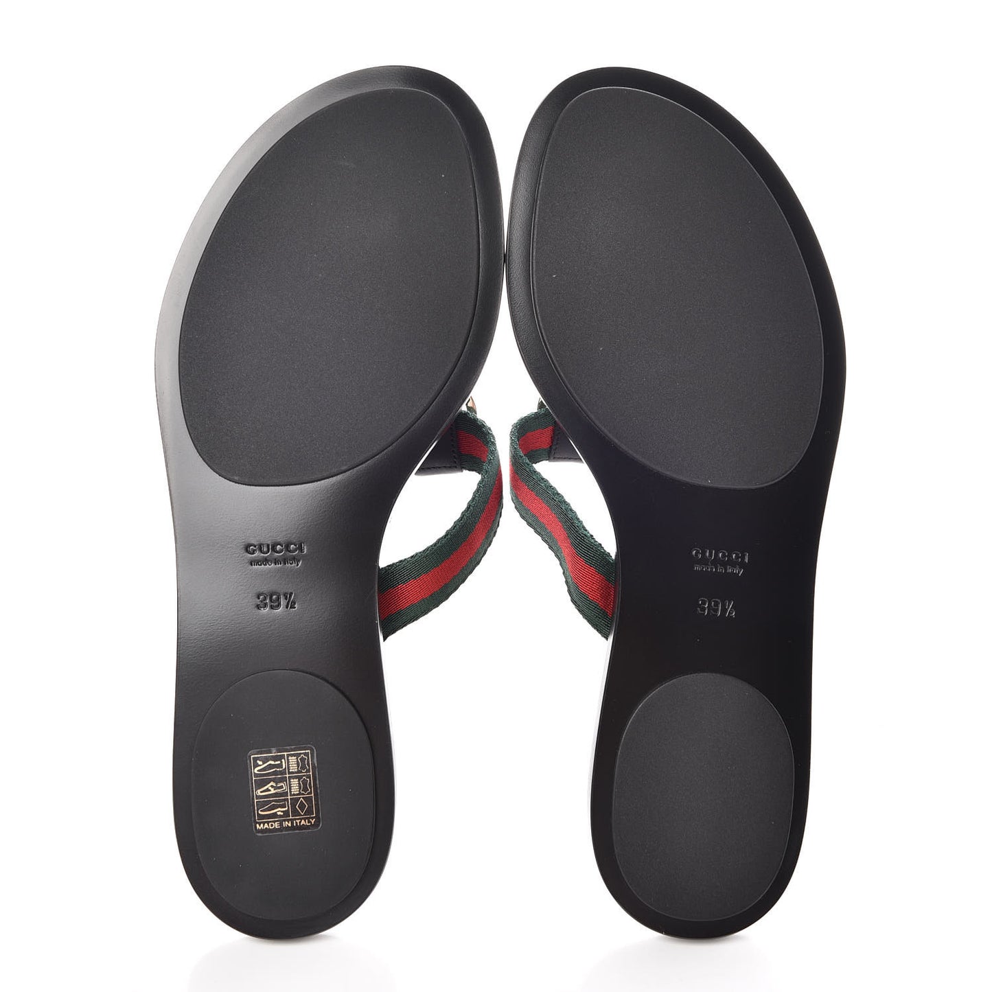 Nylon Guccissima Web Womens Thong Sandals 39.5 Green Red Black