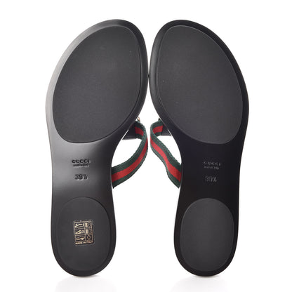 Gucci Nylon Guccissima Web Womens Thong Sandals 39.5 Green Red Black 5 of 8
