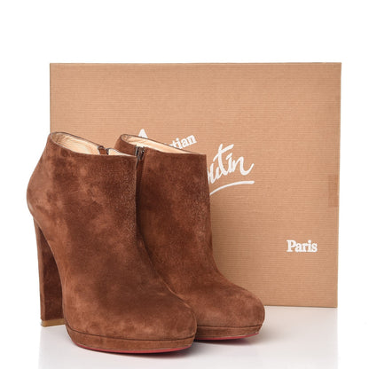 Christian Louboutin Veau Velours Rock and Gold 120 Ankle Booties 38.5 Havana 20 of 20