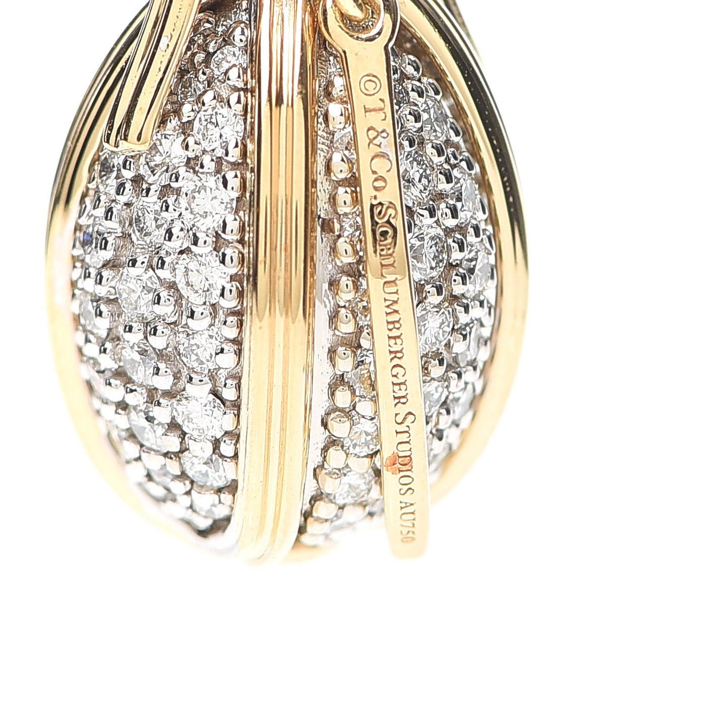 18K Yellow Gold White Gold Diamond Schlumberger Egg Charm