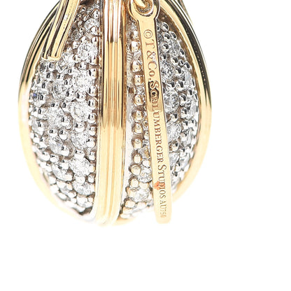 Tiffany 18K Yellow Gold White Gold Diamond Schlumberger Egg Charm 3 of 4
