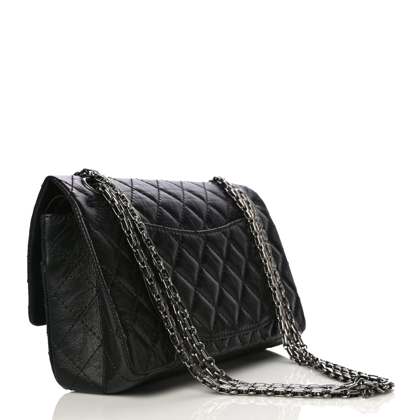 Aged Calfskin Quilted 2.55 Reissue 225 Flap Black