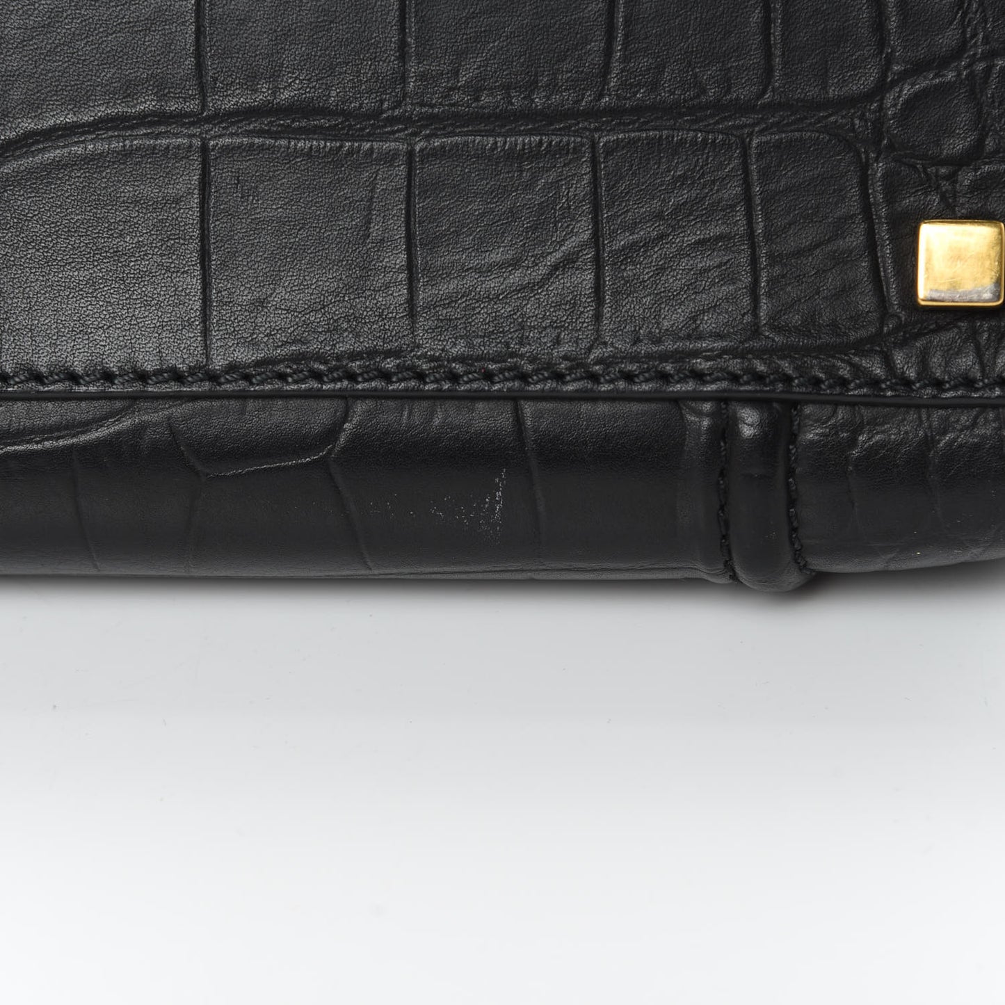 Crocodile Embossed Calfskin Medium Phantom Luggage Black