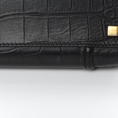 Celine Crocodile Embossed Calfskin Medium Phantom Luggage Black 13 of 14